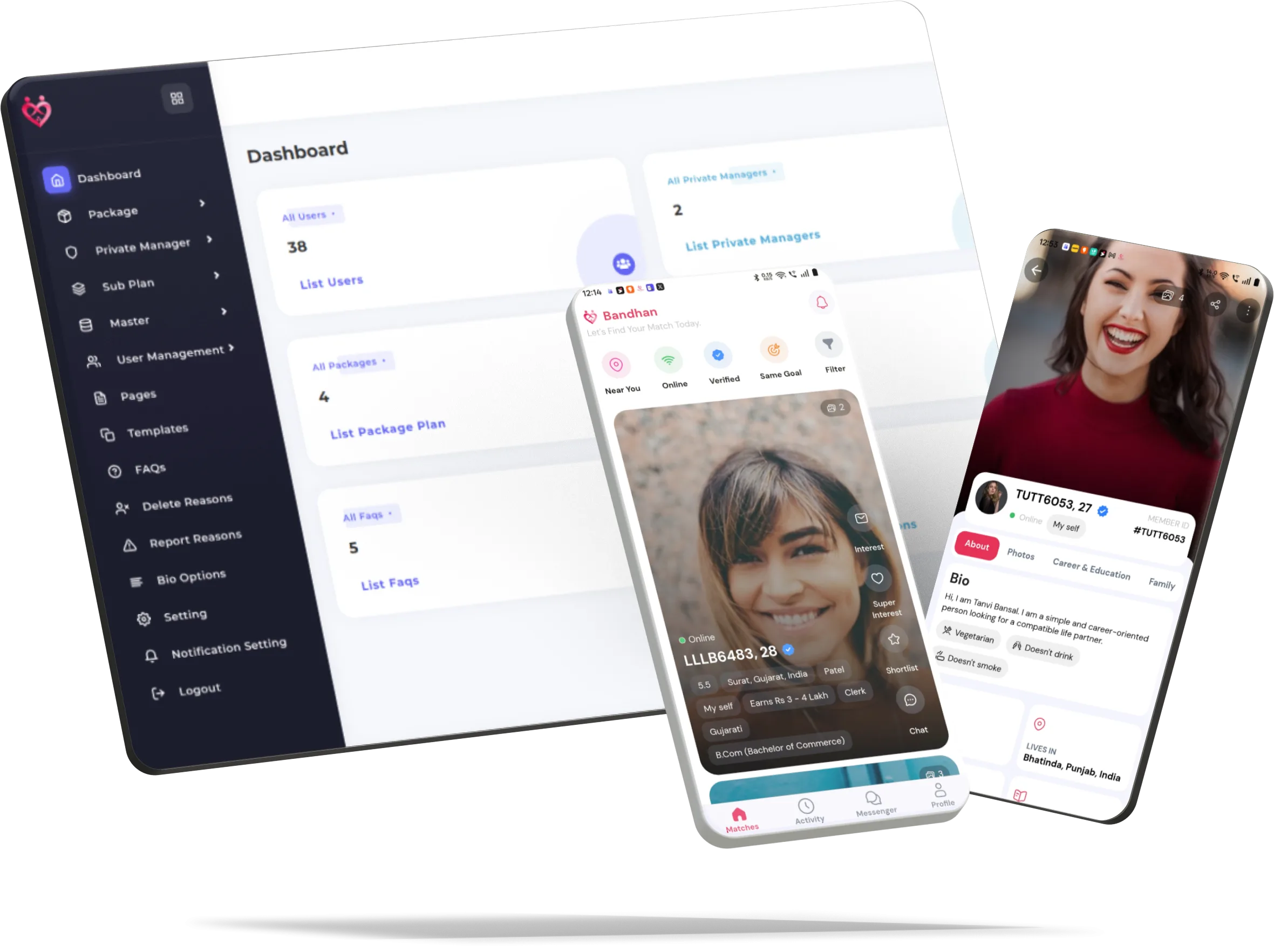 Matrimonial admin panel preview