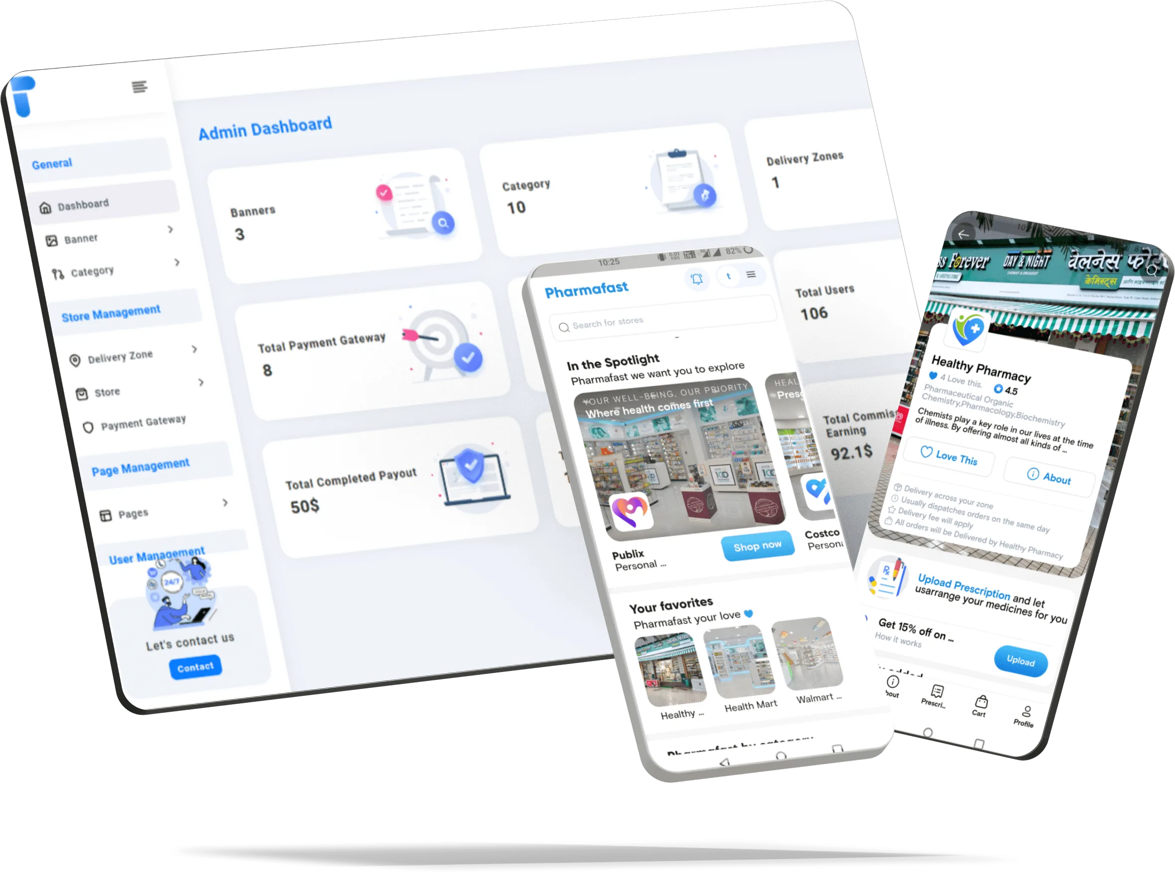 Online pharmacy business app illustration
