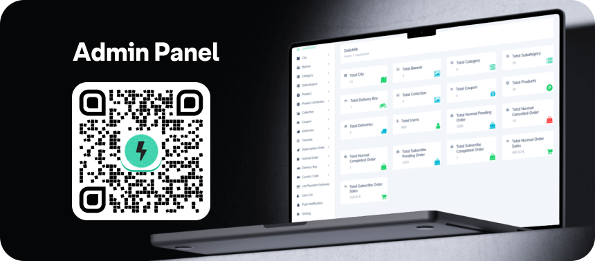 Dailymilk Admin Panel QR Code demo preview