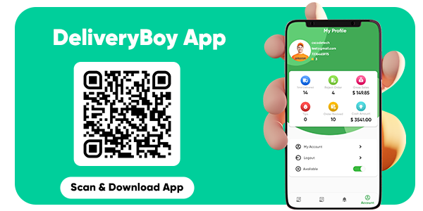 Deliveryking Deliveryboy QR Code app demo preview