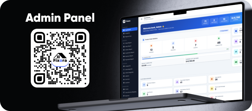 Fixora Admin panel demo preview