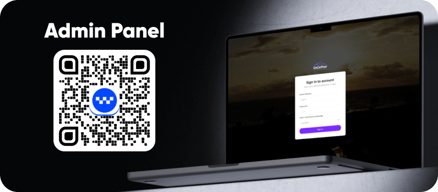 Gocarpool Admin Panel QR Code demo preview