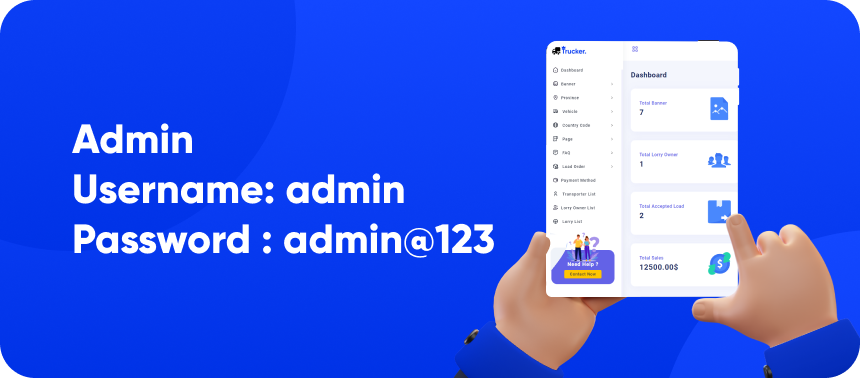 Moversflutter Admin panel demo preview