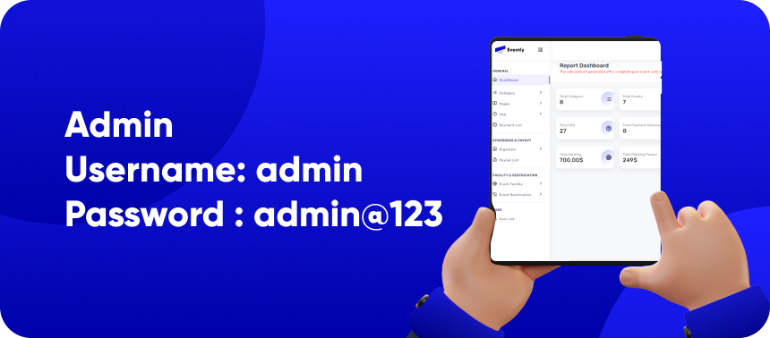 Evently Admin panel demo preview